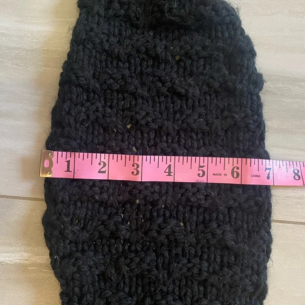 Jessica Simpson Acrylic Solid Black Knitted Warm Long Scarf with Fringe, OS